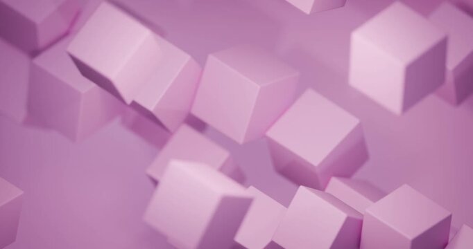 Abstract pink and purple cubes background looping 3d render animation
