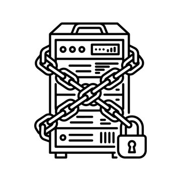 Secure Server Protection Cyber Security Icon for Data Encryption and Network Infrastructure Defense Systems
