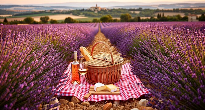 Lavender field picnic in Provence