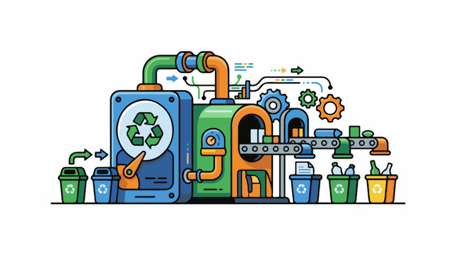 Industrial recycling machine processes waste into new materials