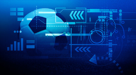 Obraz premium Digital technology in football and soccer team manager tactics analysis, online sport betting concept