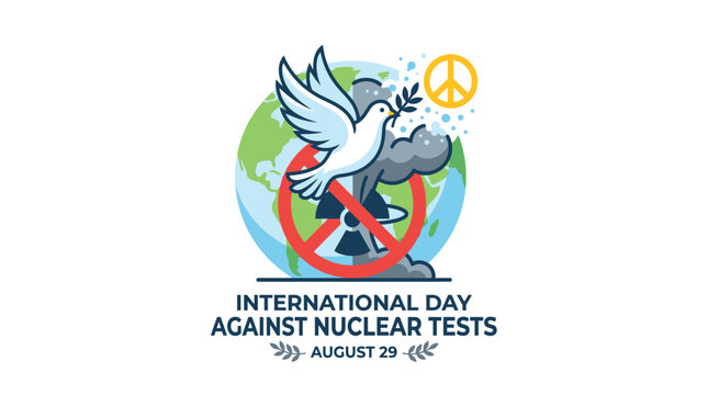 International Day Against Nuclear Tests vector illustration with peace