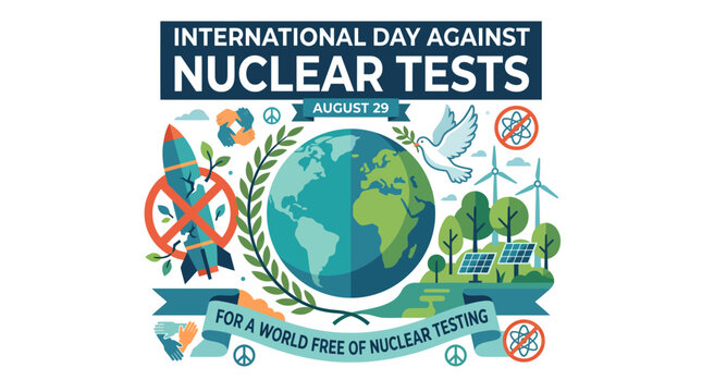 International Day Against Nuclear Tests flat vector illustration for g