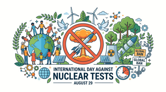 International Day Against Nuclear Tests illustration promoting global
