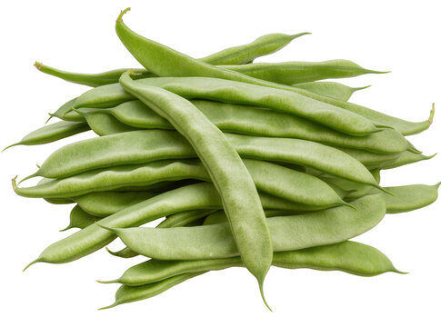 Isolated fresh green flat beans vegetable pile for healthy cooking ingredients