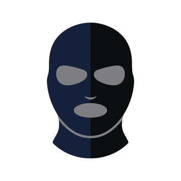 Minimalist vector illustration of a black and blue balaclava mask