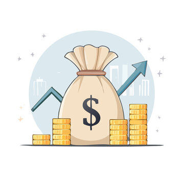 Money bag with dollar sign and gold coins illustration