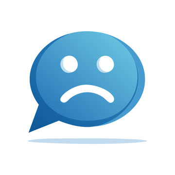 Sad speech bubble icon with frowning face