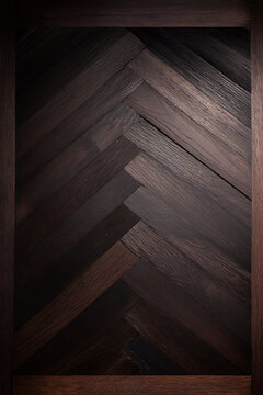Dark Herringbone Wood Panel Texture Background.