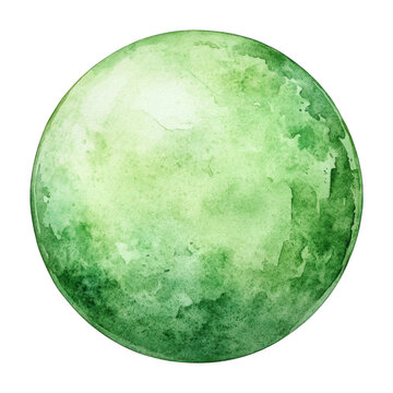 PNG Green watercolor flate sphere art illustration astronomy.