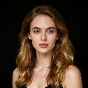 Young female face portrait with beautiful soft skin