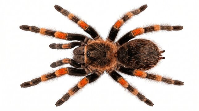 Mexican redknee tarantula isolated on white background