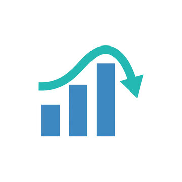 Vector icon of a declining business graph on white background