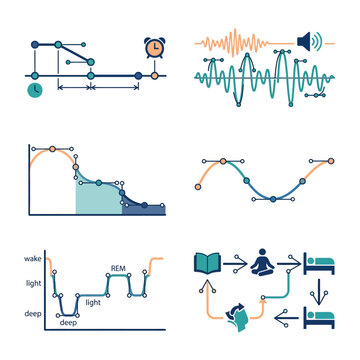 Vector icons illustrating sleep cycles and circadian rhythm