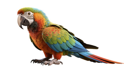Isolated vibrant tropical parrot with colorful iridescent plumage and detailed textured feathers © Andrei