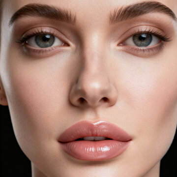 Young female face portrait with beautiful soft skin