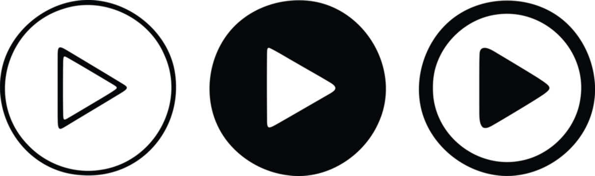Play button round icons for video and audio media player