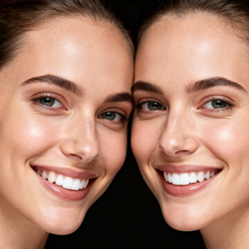 Young female face portrait with beautiful soft skin