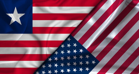 Fototapeta premium Bilateral relations between Liberia and United States. Diplomatic relations between the United States and Liberia