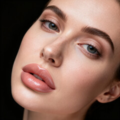 Fototapeta premium Young female face portrait with beautiful soft skin