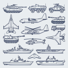 Pixel art collection of various military vehicles and warships © mohamed