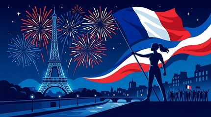 Bastille Day Celebration with French Flag