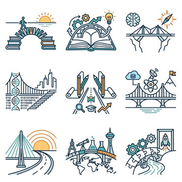 Collection of educational and scientific concept illustrations.