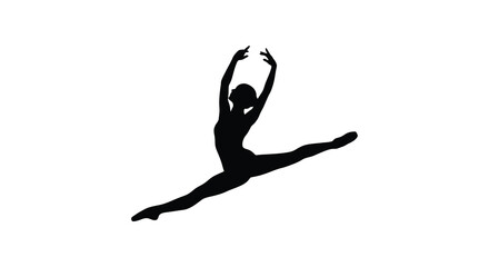 Dancer Silhouette Against White Background Dynamic Pose © AlhamdulillahAdobe