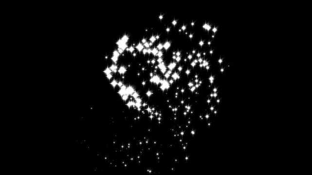 Glittering star line and circle sparkle on black background, luxury white glitter sparkles star trail, magic dust, Glowing white stars trail creating a magical wave motion effect,4k loop animation