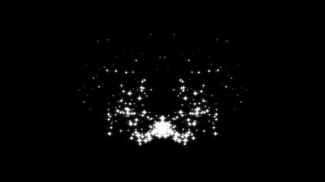 Glowing star particles burst, twinkling shimmer line effect, magic line dust pixie dust path and glittering star line effect, twinkle magic dust on black screen loop. 4k animation