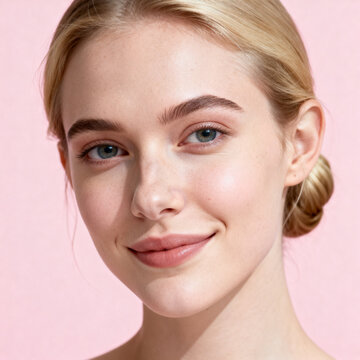 Young female face portrait with beautiful soft skin