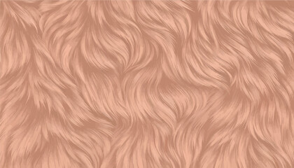 Vector illustration featuring a seamless, soft, and fluffy peach-colored fur texture with wavy hair strands, perfect for cozy textile backgrounds or creative digital design projects. © Bediha Duru Öksüz
