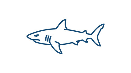 Fototapeta premium A blue line drawing of a shark swims alone.