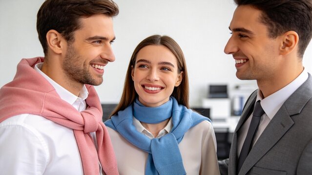 Three smiling people in professional attire