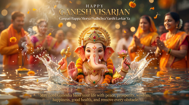 Eco Friendly Lord Ganesha Visarjan Ceremony with Devotees for Happy Ganesh Visarjan Festival