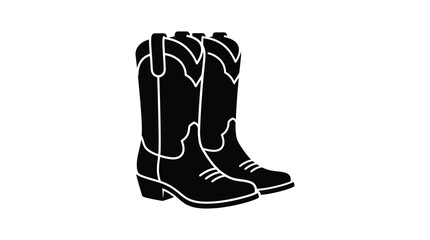 cowboy boots silhouette on white background footwear western riding leather black icon © MdKabir