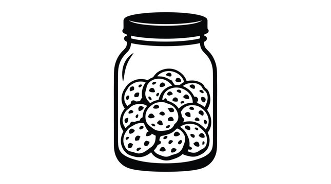jar filled with cookies silhouette container dessert snack food black white contrast