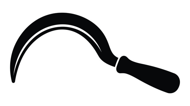 sickle tool silhouette on white background farm agriculture harvest scythe cutting implement