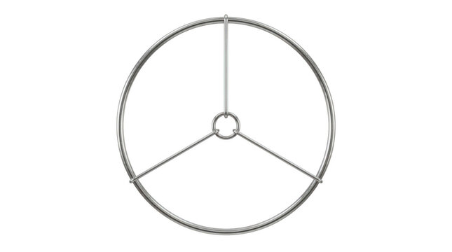 Minimalist abstract geometric design with three intersecting arcs forming a symmetrical pattern.