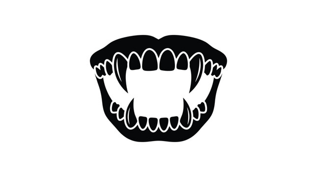 monster mouth silhouette on white background silhouette teeth fangs jaw black graphic