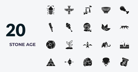 filled stone age icons set - arthropod, totem, dolmen, amulet. editable vector for web and mobile ui © IconArt