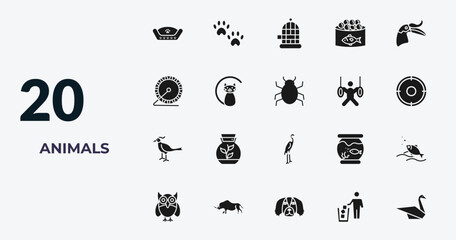 filled animals icons set - pet bed, pawprint, cage, litter. editable vector for web and mobile ui © IconArt