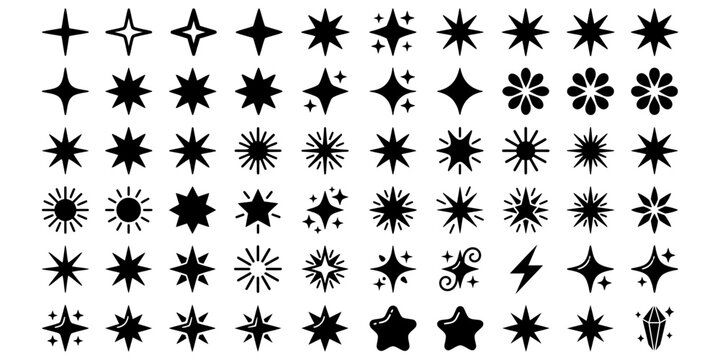 Collection of Black Star Shapes and Symbols.