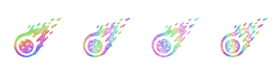 Rainbow color sketch meteor spell icon design set © David Zydd