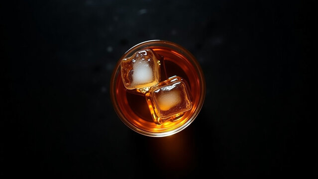 Ar beautiful modern house iteration creative design style Top view whiskey cocktail with ice on