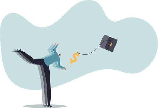 Financial fraud, illegal investment scam or ponzi scheme stealing money from greedy people. human life and situation.vector illustration.