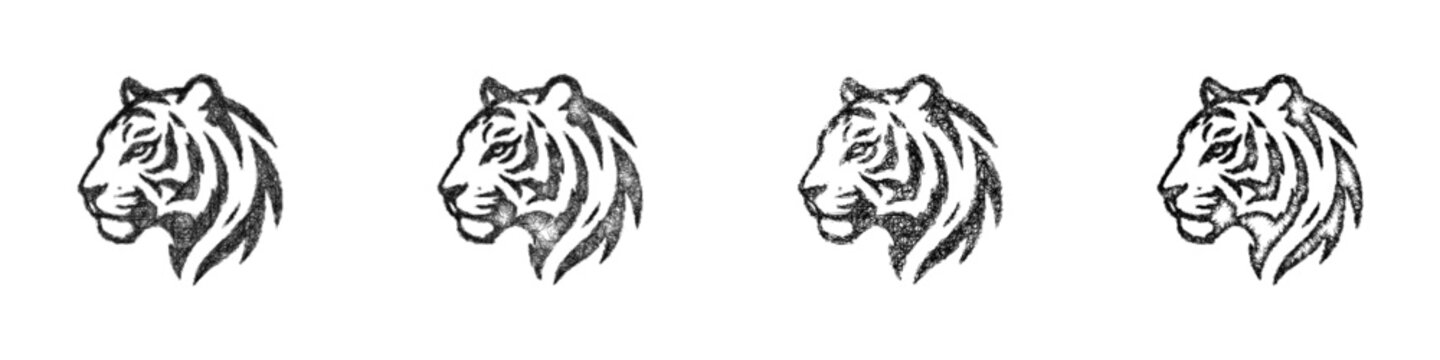 Sketch tiger logo design set