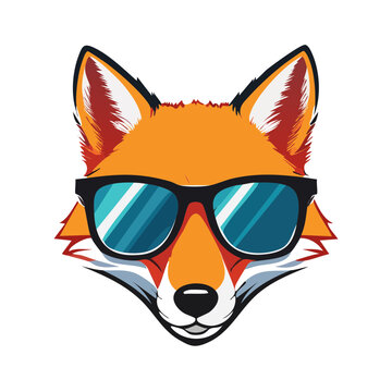 Fox face wearing sunglasses vector illustration