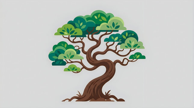CAD tree lines Tree, green leaves, brown trunk, illustration, nature symbol, environmental icon VECTOR