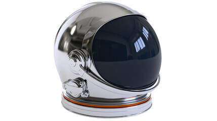 Shiny chrome astronaut helmet with dark visor, isolated on transparent background © VSTOCK